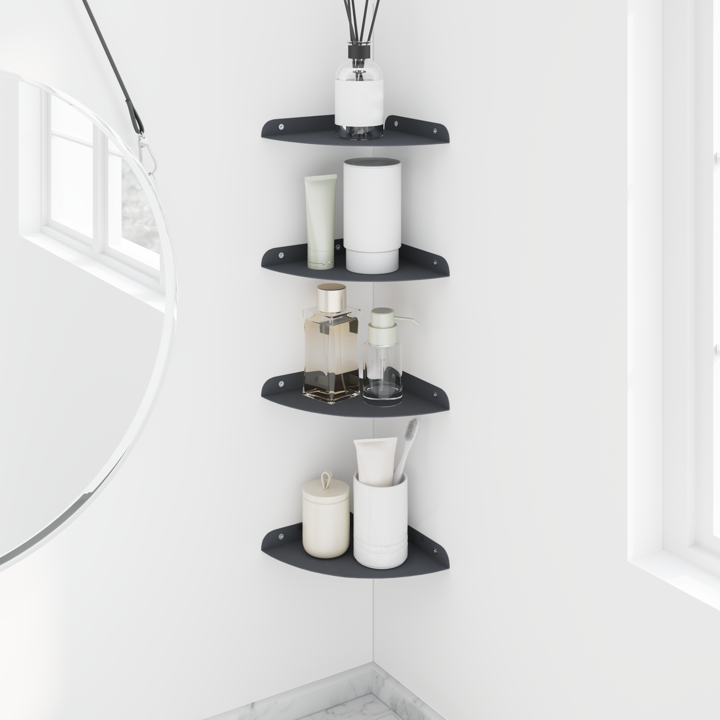 Floating Shelf with Shelf 4 pcs Anthracite 18 x 18 x 2 cm