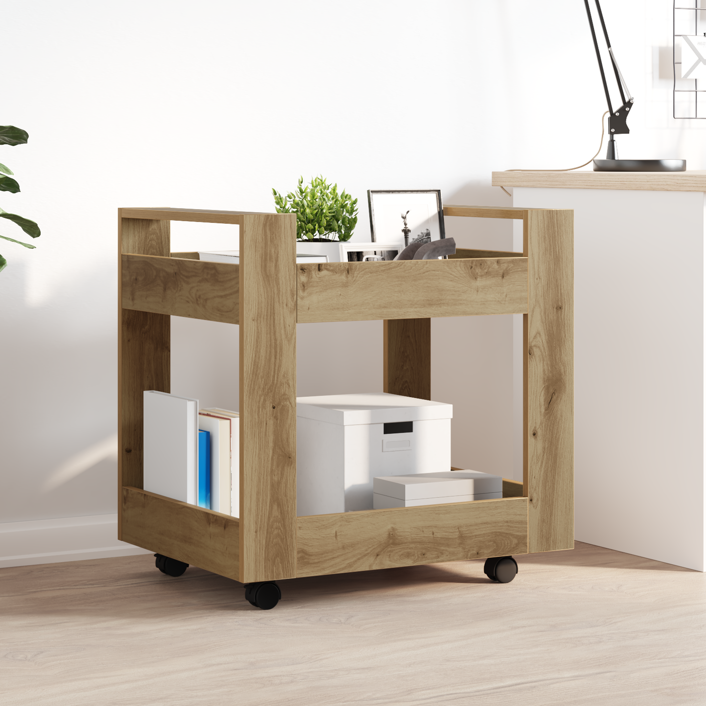Desk Trolley Artisan Oak 60 x 45 x 60 cm Engineered Wood