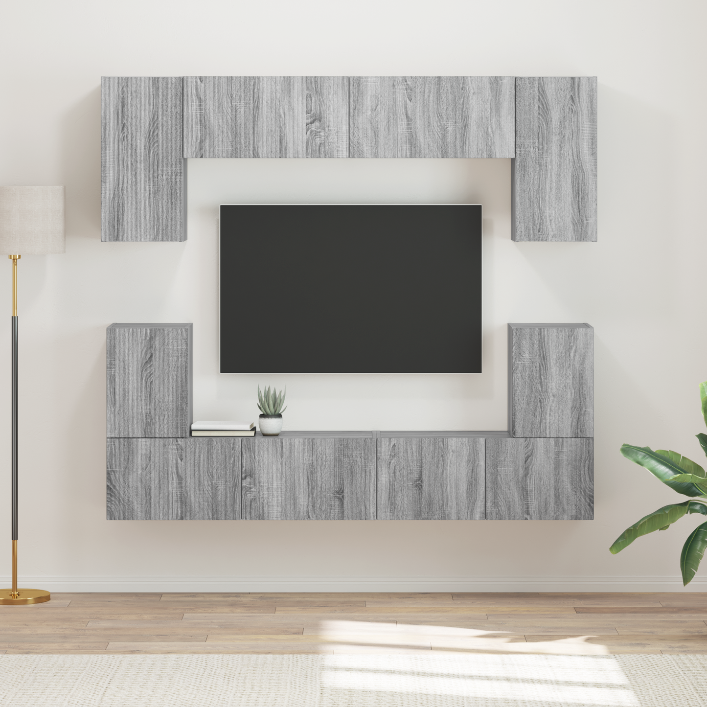 TV Cabinet Set Wall-mounted 5 pcs Grey Sonoma Engineered Wood