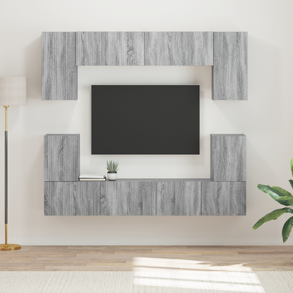 TV Cabinet Set Wall-mounted 5 pcs Grey Sonoma Engineered Wood