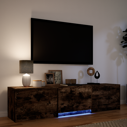 TV Cabinet with LED Smoked Oak 165 x 34 x 40 cm Engineered Wood