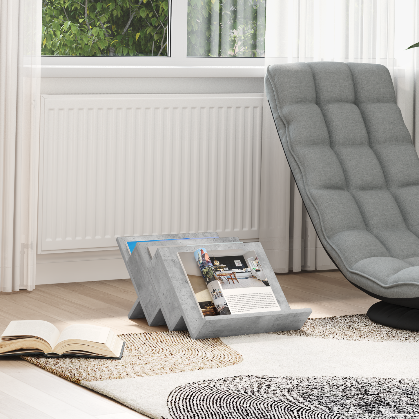 Magazine Rack Concerte Grey 53 x 40 x 28.5 cm Engineered Wood