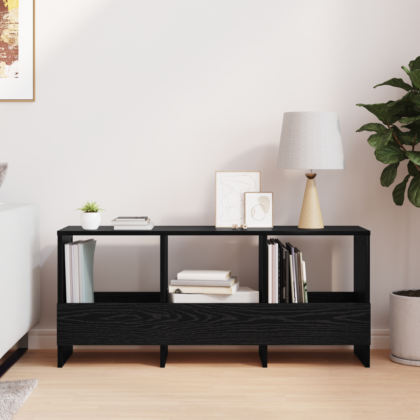 Magazine Rack Black Oak 102 x 30 x 45 cm