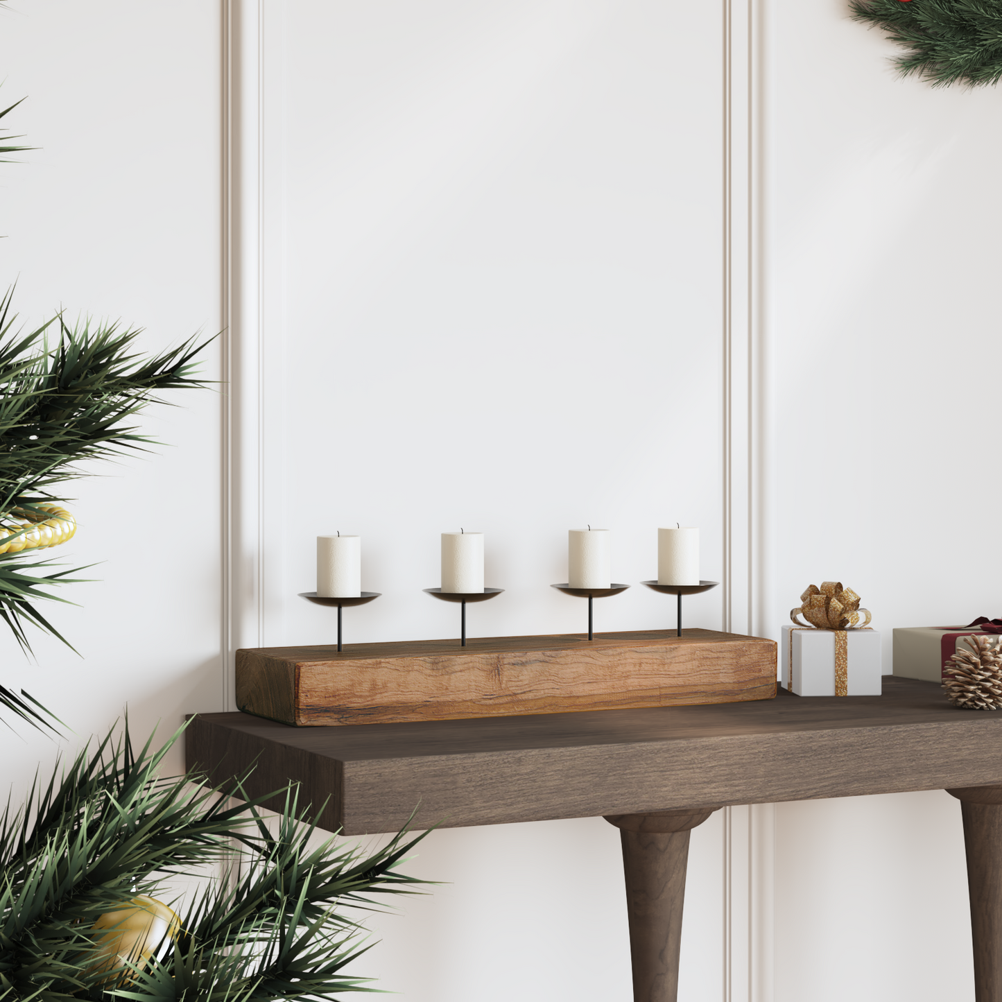 Candle Holder Natural 50 x 15 x 10 cm Solid Teak wood