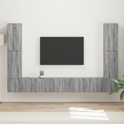 TV Cabinet Set 8 pcs Grey Sonoma Engineered Wood