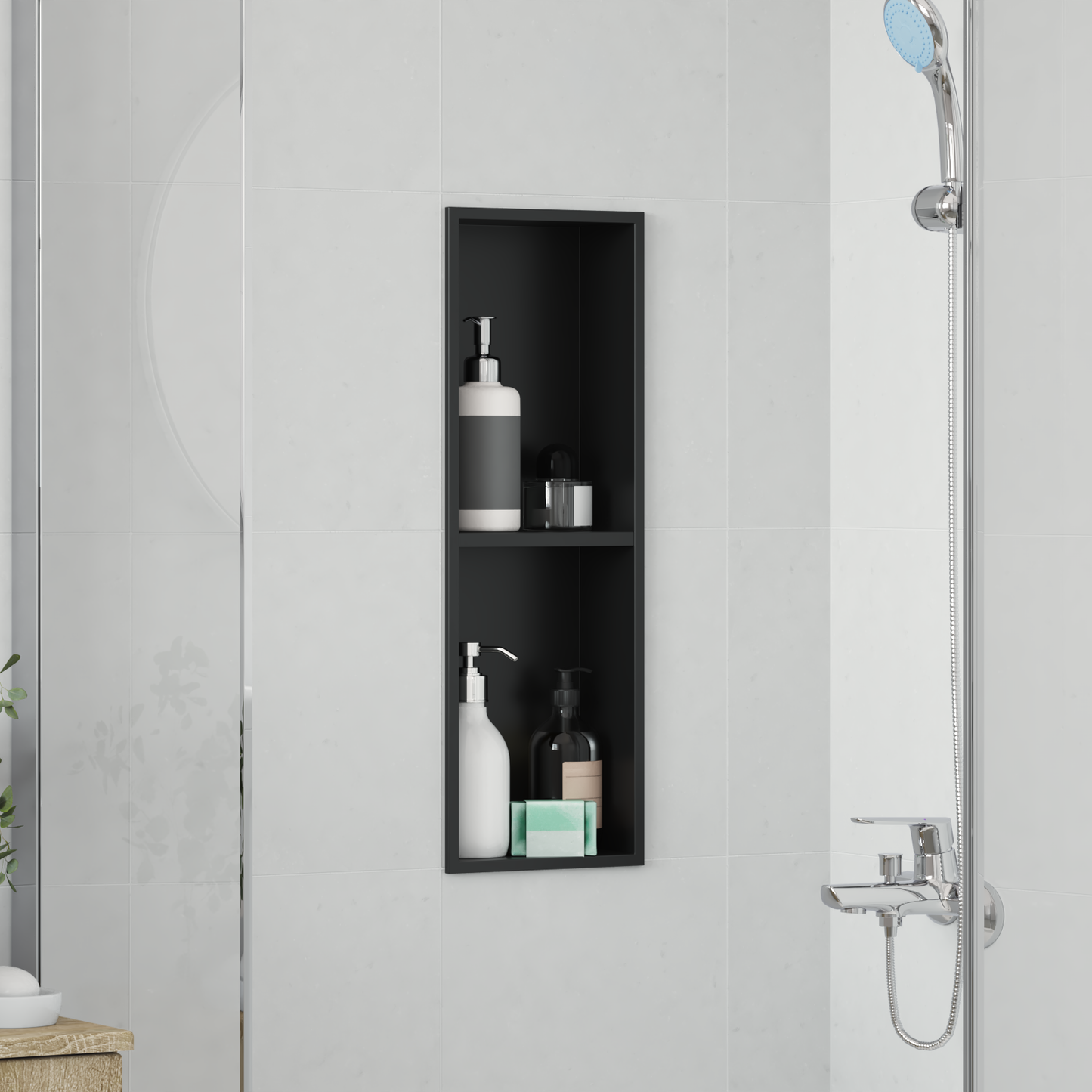 Shower Niche Black 60 x 20 x 9.5 cm Stainless Steel