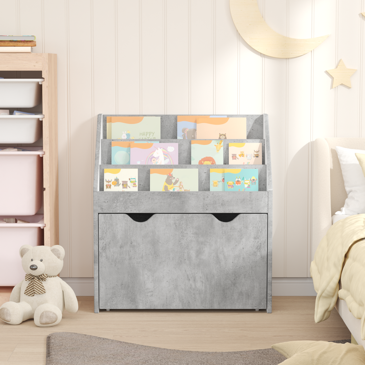 Kids Bookshelf Concrete Grey 60 x 29.5 x 69 cm Engineered Wood
