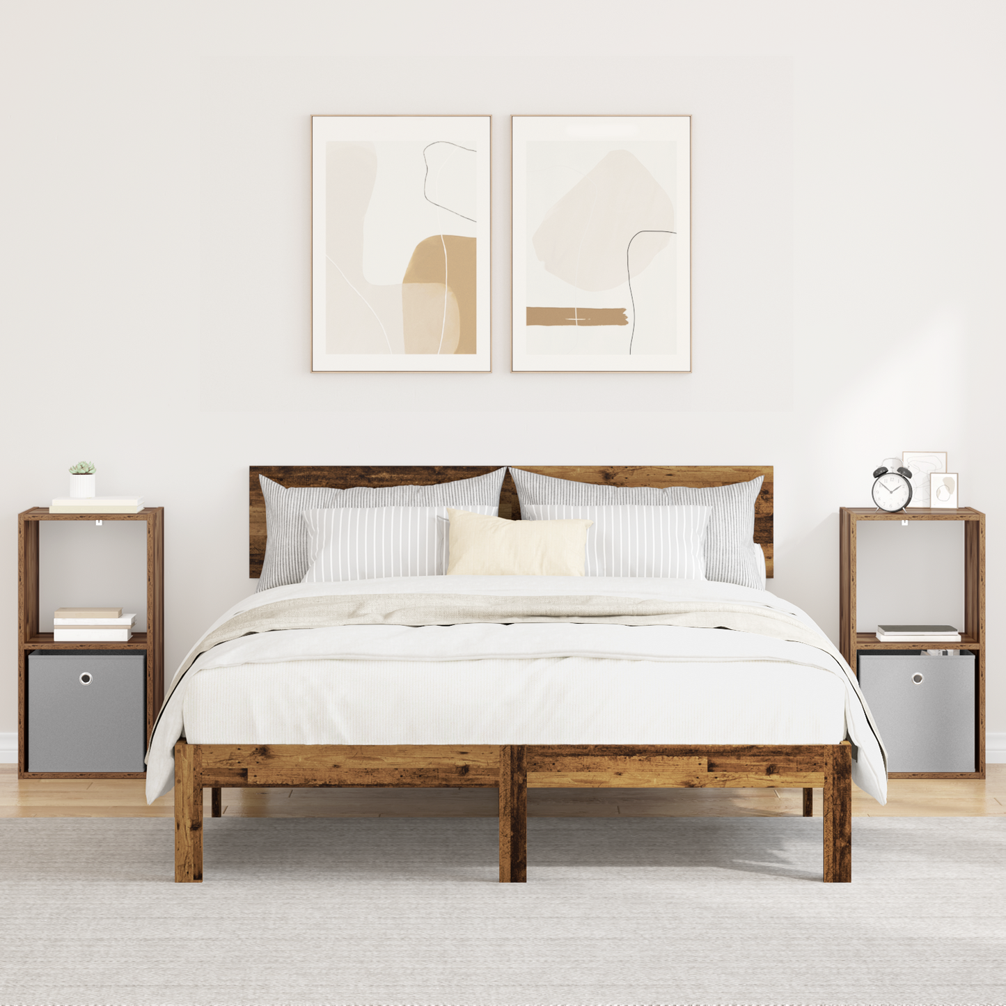 Bedside Table 2 pcs Old Wood 35 x 32 x 68.5 cm Engineered Wood