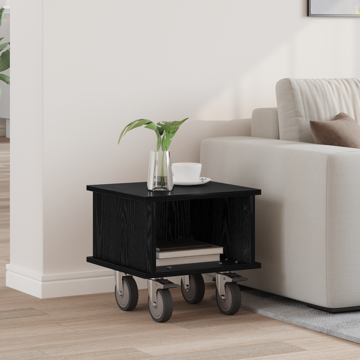 TV Stand Black Oak 37 x 35 x 35 cm Engineered Wood