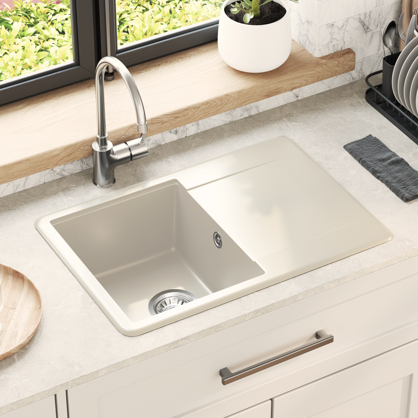 Sink Beige 670 x 460 mm 80% Quartz and 20% Resin