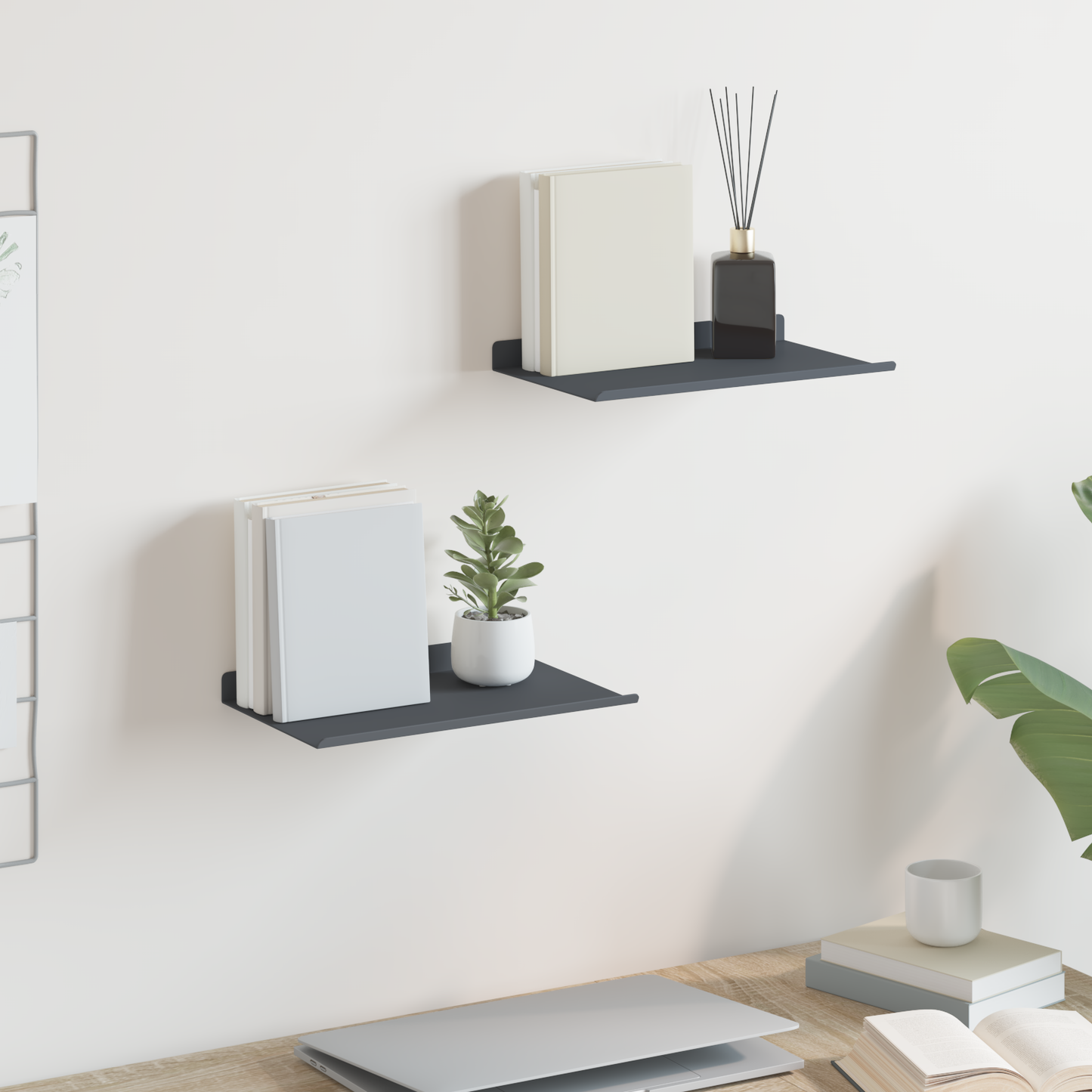 Floating Shelf 2 pcs Anthracite 30 x 18 x 2.5 cm Steel