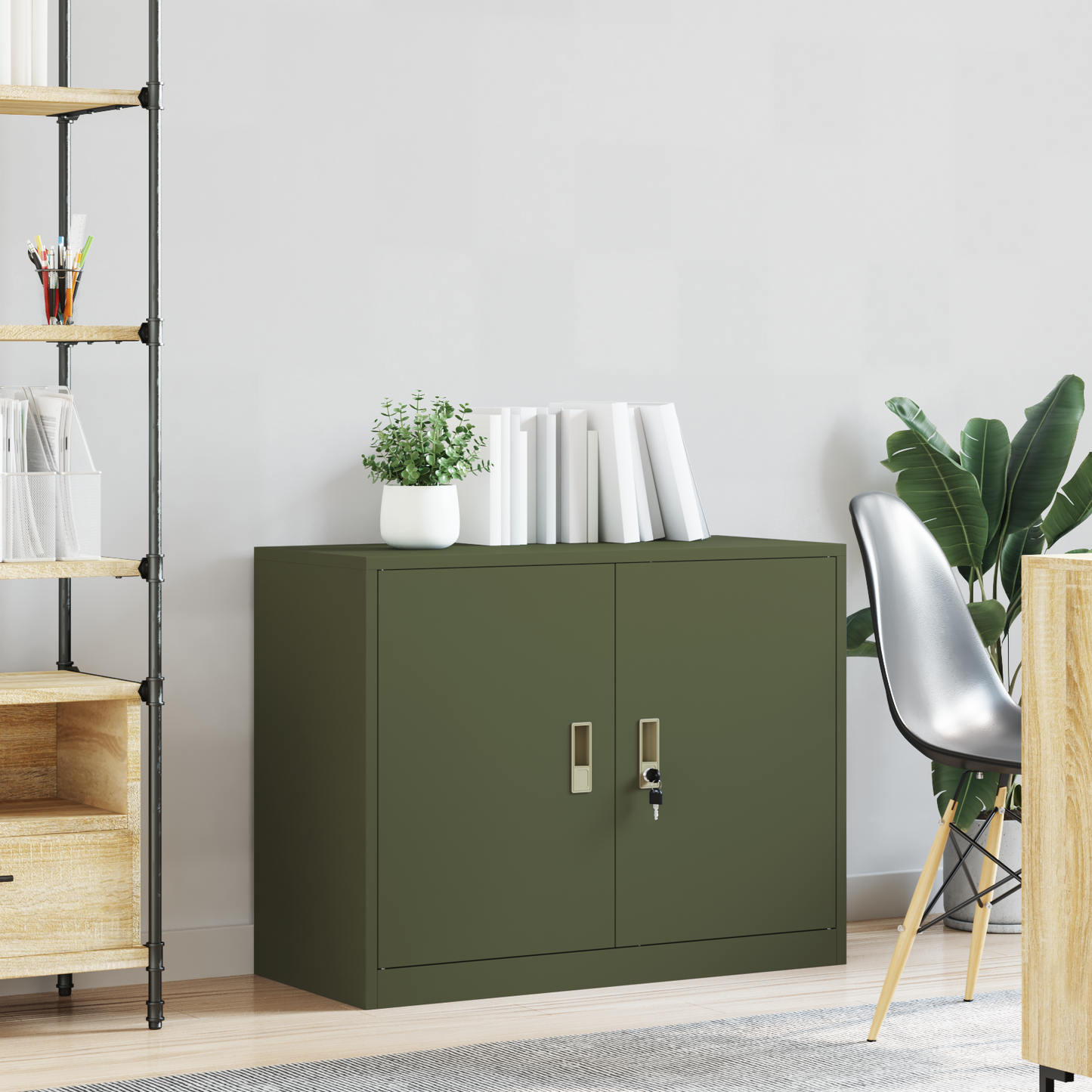 Storage Cabinet Olive Green 90 x 40 x 70 cm Steel