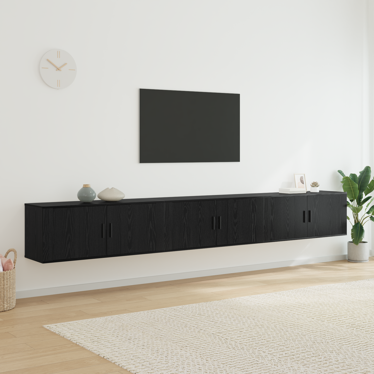 Wall-mounted TV Cabinet Set 3 pcs Black Oak 100 x 34.5 x 40 cm