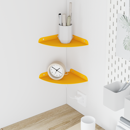 Floating Shelf with Shelf 2 pcs Mustard Yellow 18 x 18 x 2 cm
