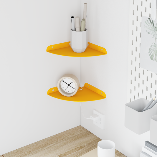Floating Shelf with Shelf 2 pcs Mustard Yellow 18 x 18 x 2 cm