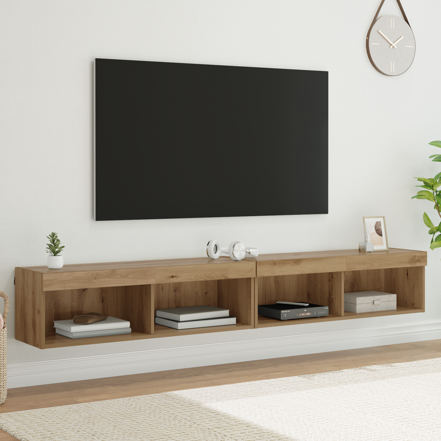 TV Cabinet Set with LED 2 pcs Artisan Oak 100 x 30 x 30 cm