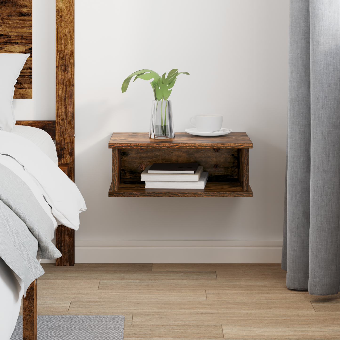Bedside Table Smoked Oak 40 x 31 x 15 cm Engineered Wood