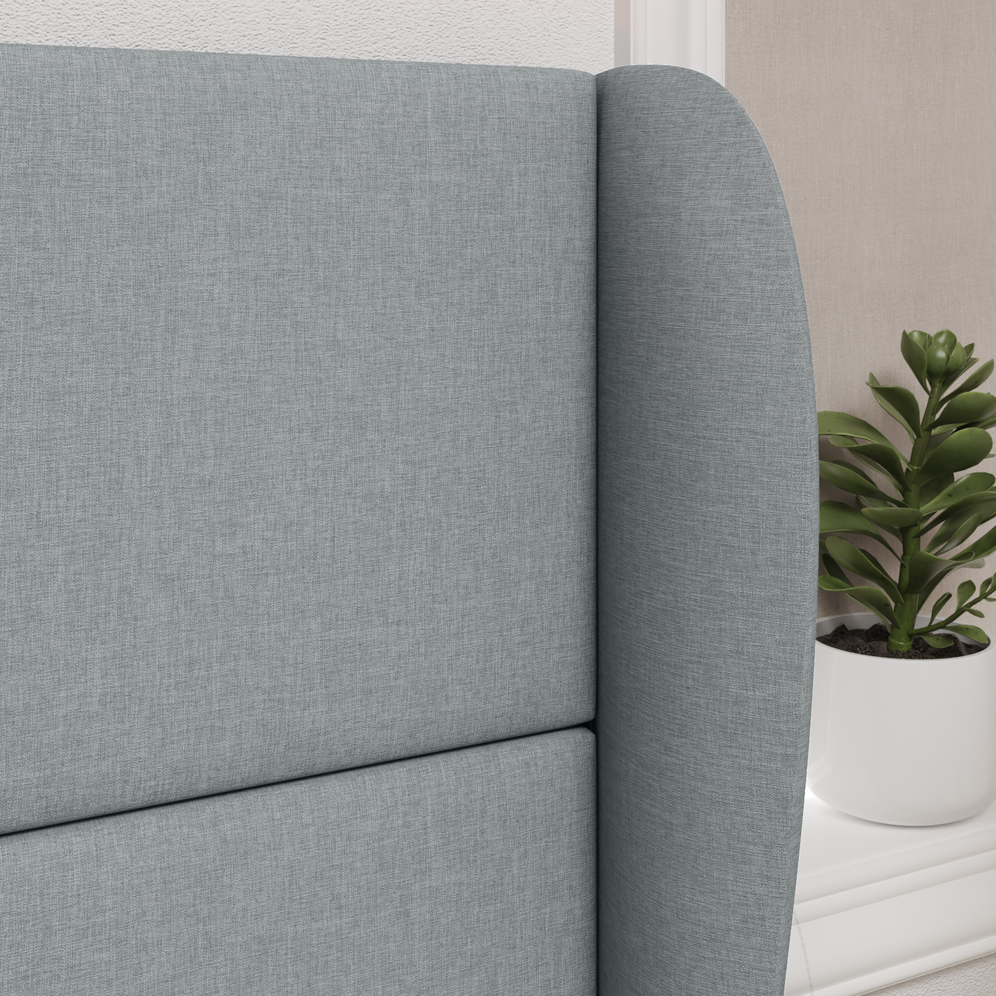 Headboard Ear Light Grey 80 x 23 x 6 cm Fabric