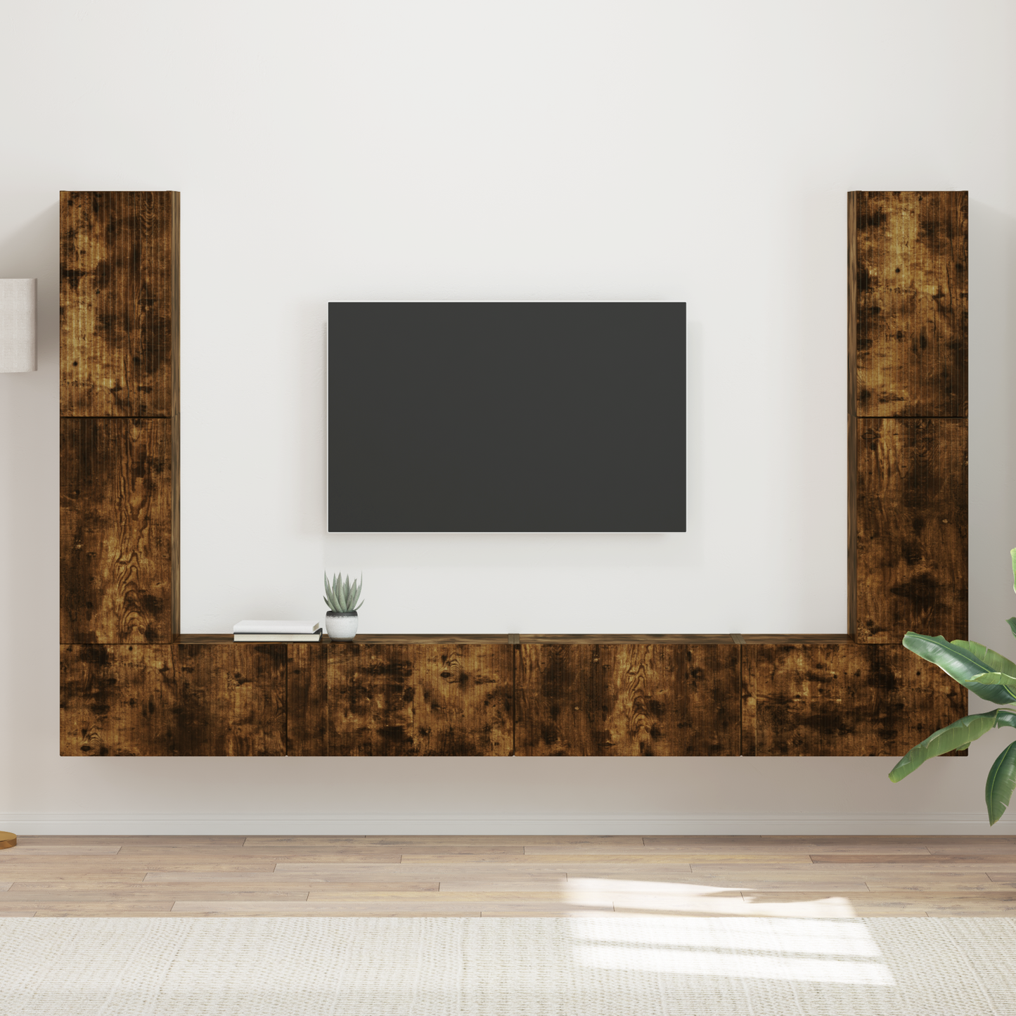 TV Cabinet Set 8 pcs Smoked Oak Engineered Wood