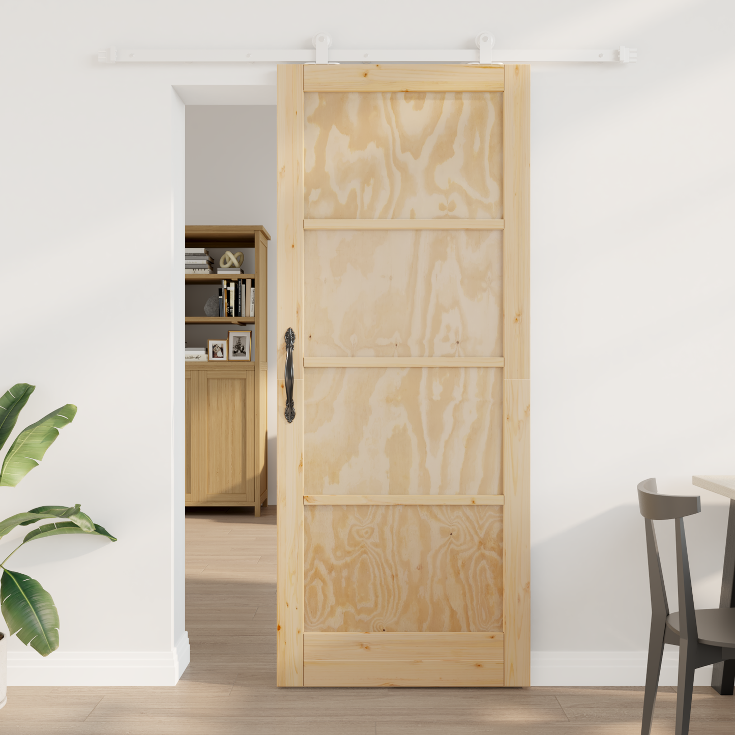 Sliding Door Natural and White 86 x 211 cm Solid Pine Wood