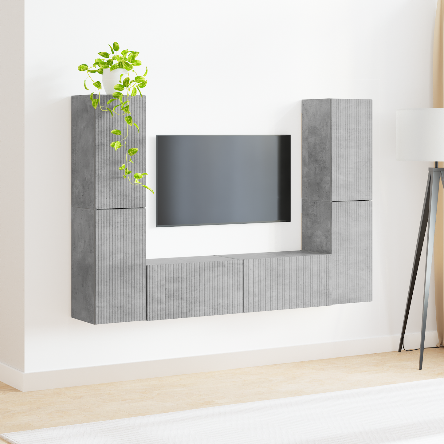TV Cabinet Set 6 pcs Concrete Grey Engineered Wood