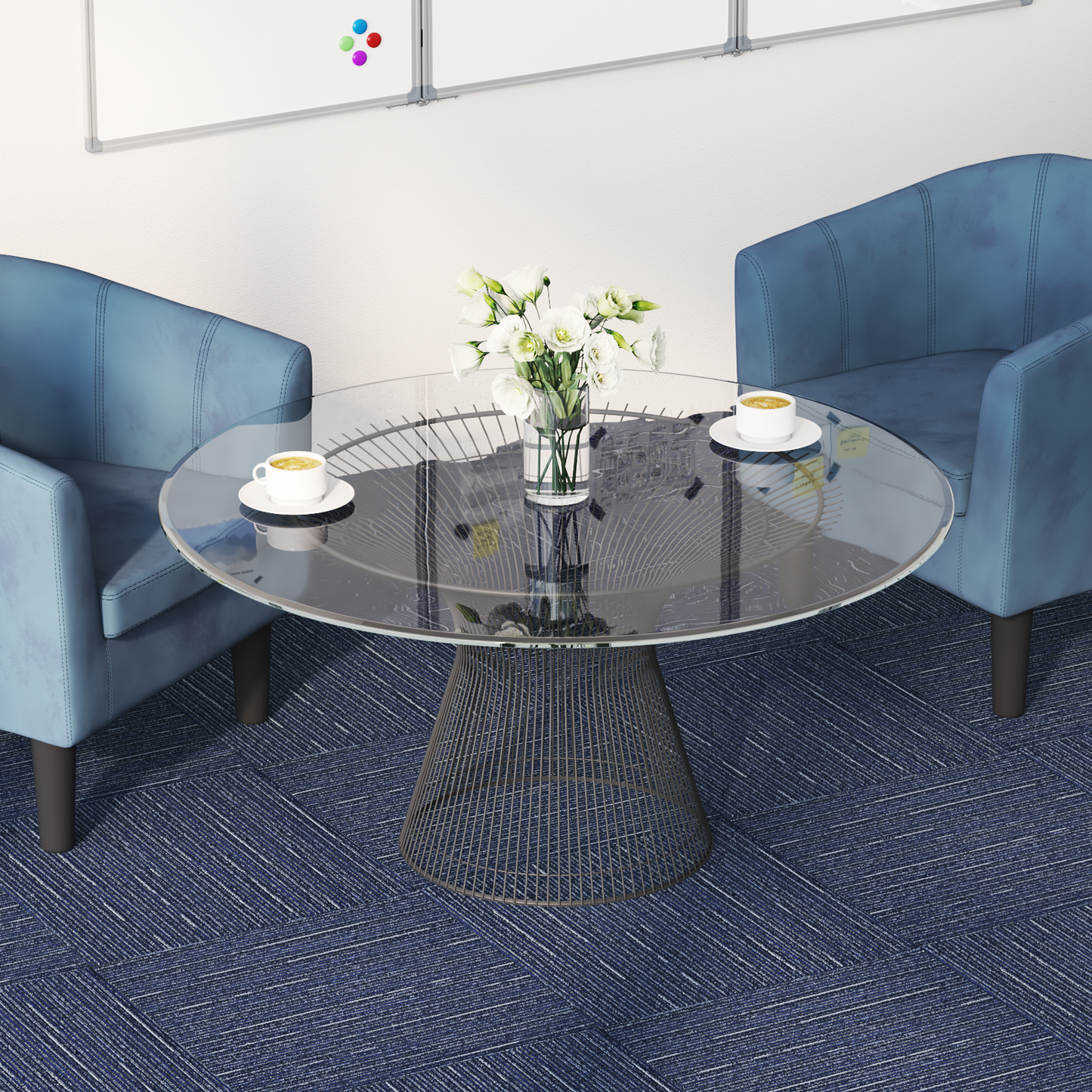 Carpet Tile Striped Blue 50 x 50 cm 20 pcs PP and Bitumen