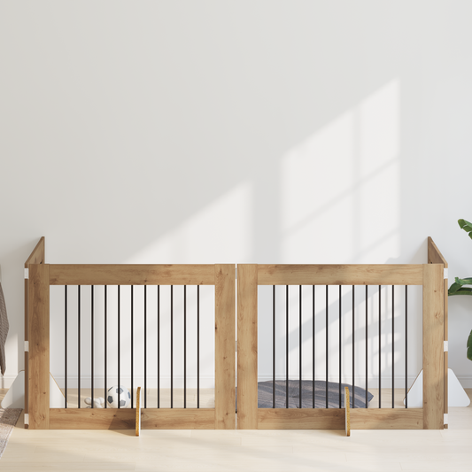 Foldable Dog Gate with Stands 4 pcs Artisan Oak 401 cm