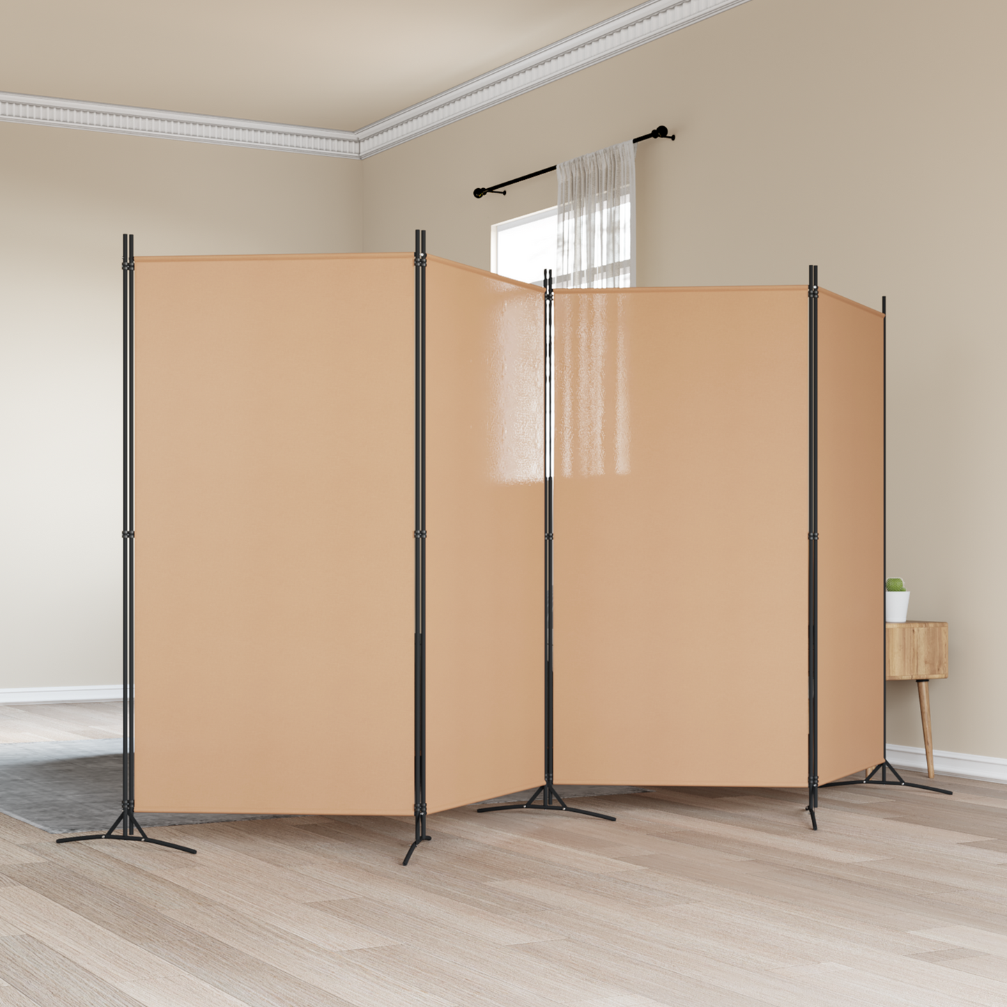 4-Panel Room Divider Beige 346 x 180 cm Fabric