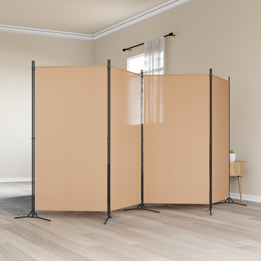 4-Panel Room Divider Beige 346 x 180 cm Fabric