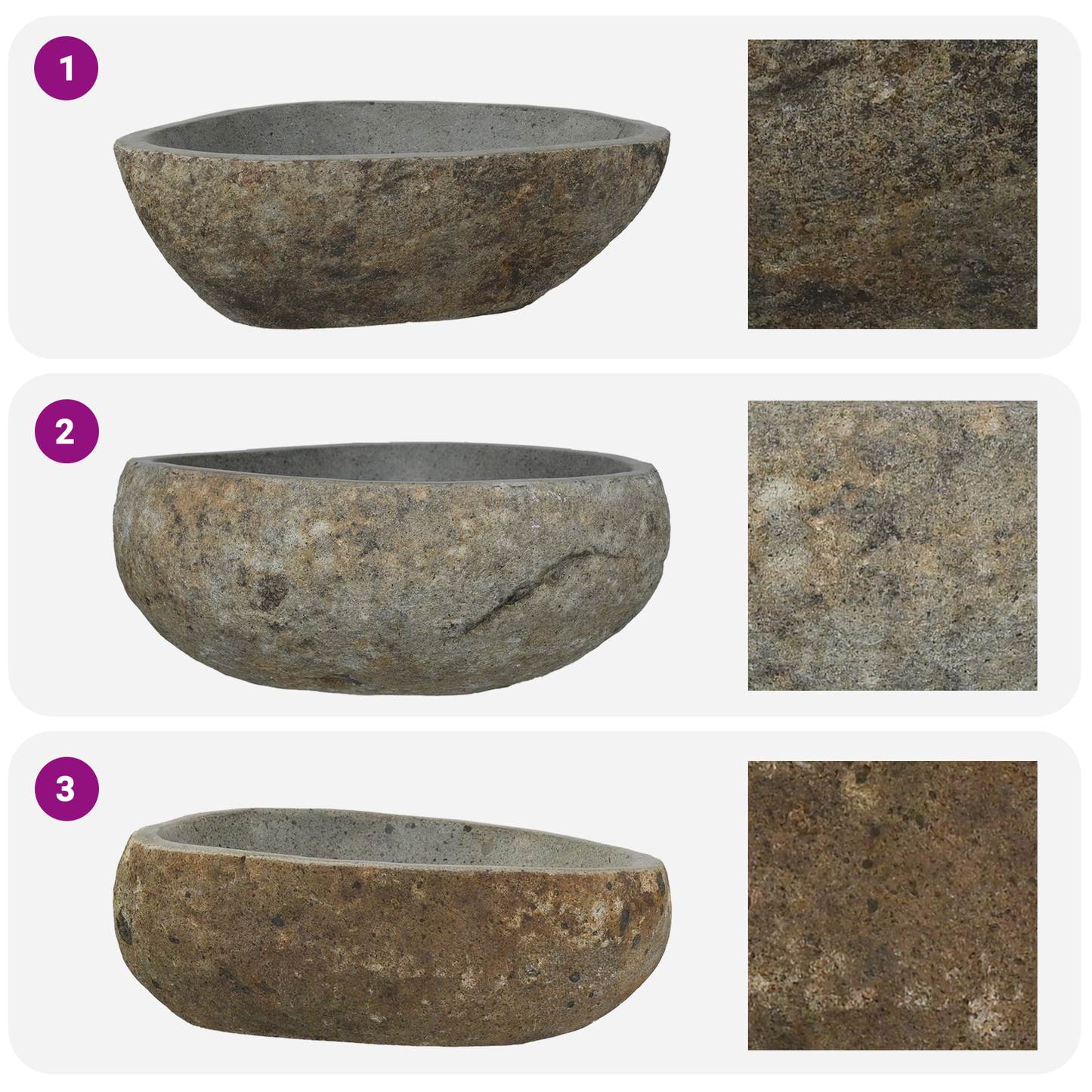 Riverstone basin Light Grey 52 x 40 x 15 cm River Stone