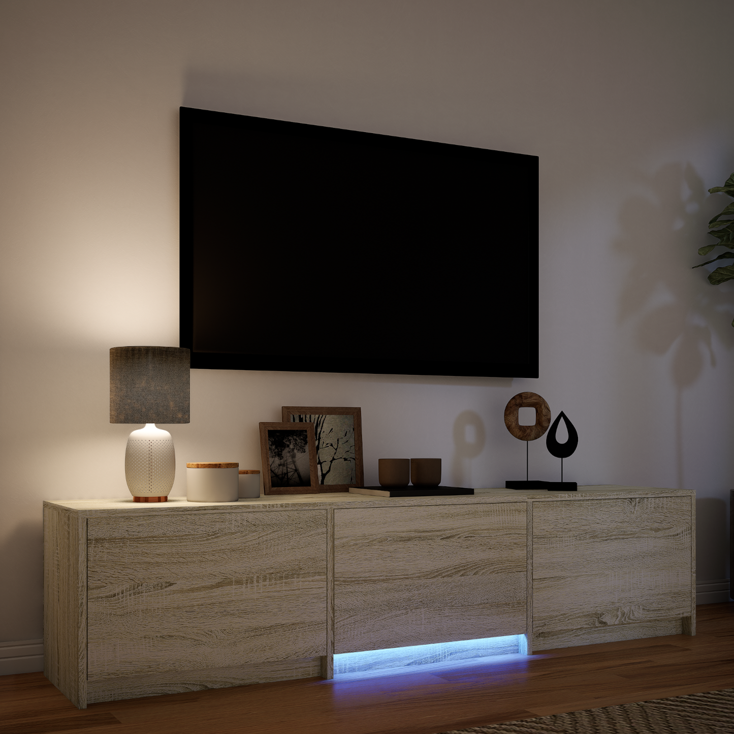 TV Cabinet with LED Sonoma Oak 165 x 34 x 40 cm Engineered Wood