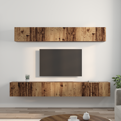 TV Cabinet Set Wall-mounted 5 pcs Old Wood Engineered Wood