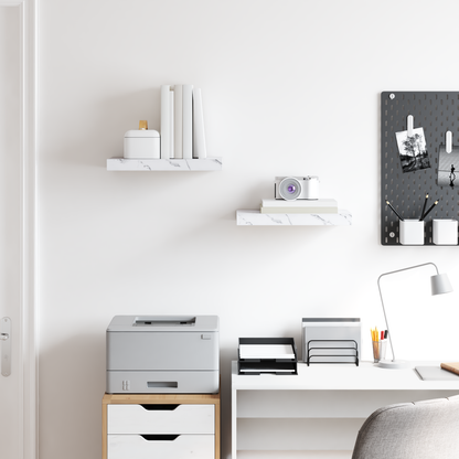Wall Shelf 2 pcs White Marble 40 x 23.5 x 4 cm Engineered Wood