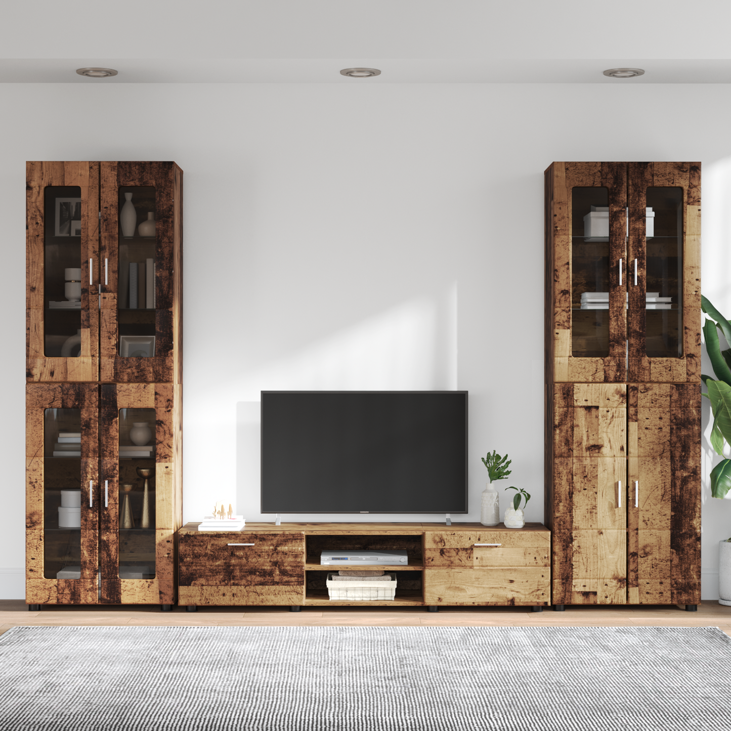 TV Cabinet Set with Shelf FLORIN 3 pcs Old Wood Engineered Wood