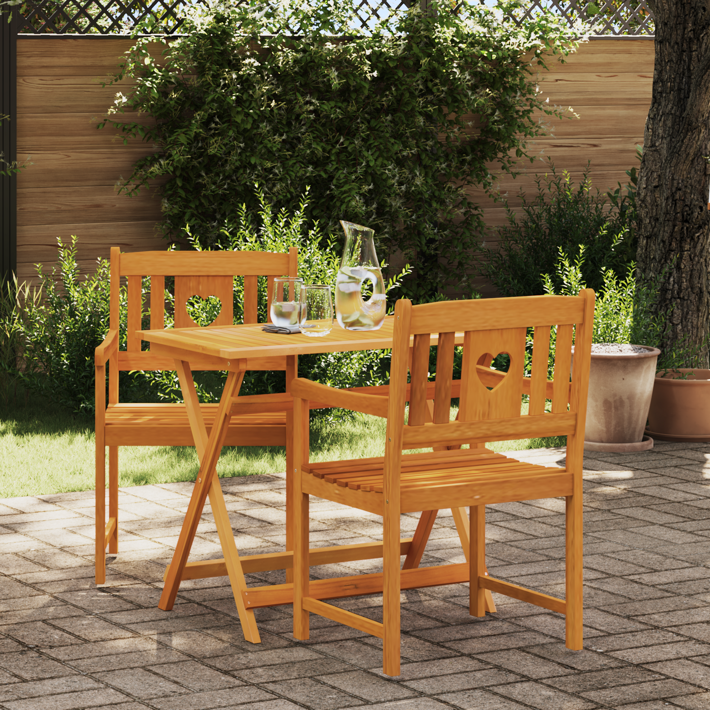 Garden Chairs 2 pcs Natural Solid Acacia Wood