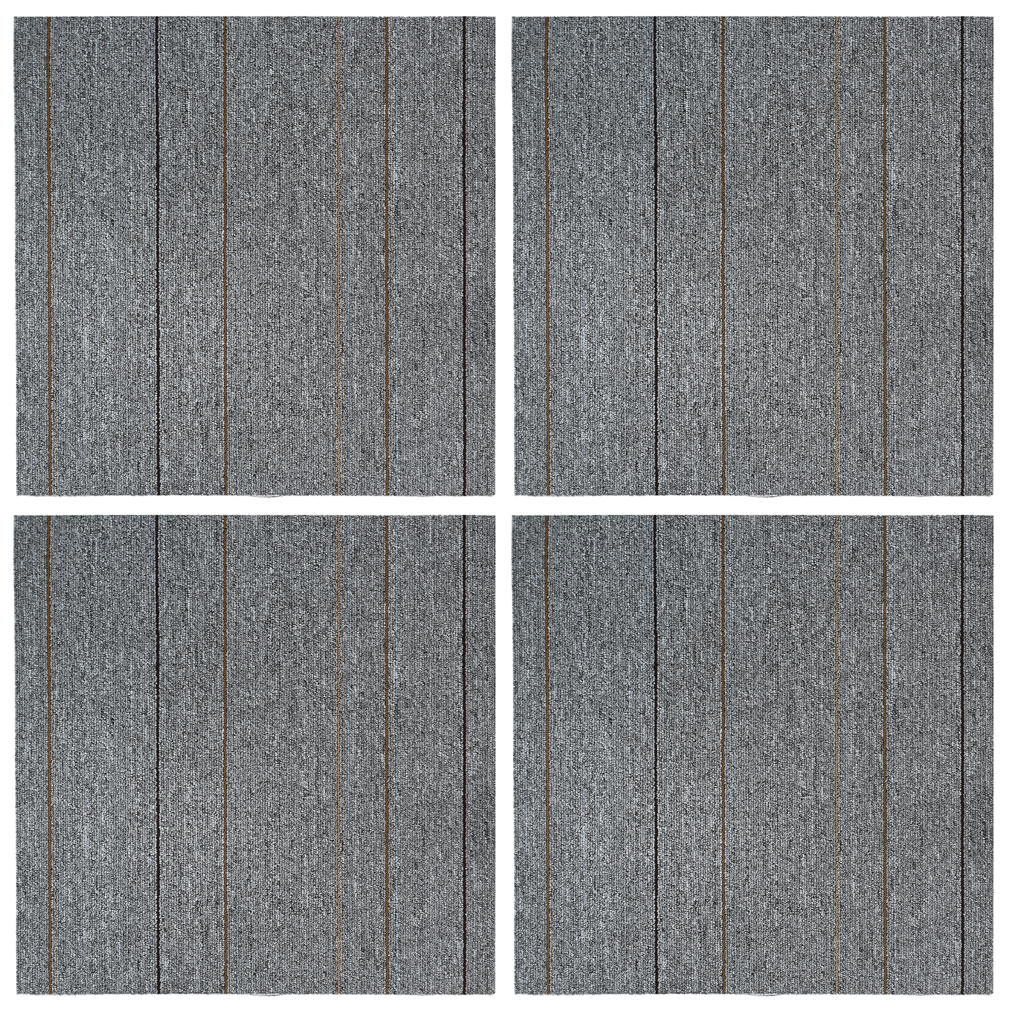 Carpet Tile Light Grey with Stripe 50 x 50 cm 4 pcs