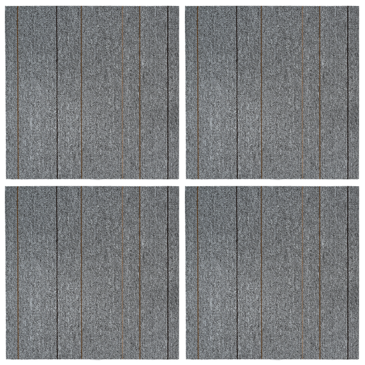 Carpet Tile Light Grey with Stripe 50 x 50 cm 4 pcs