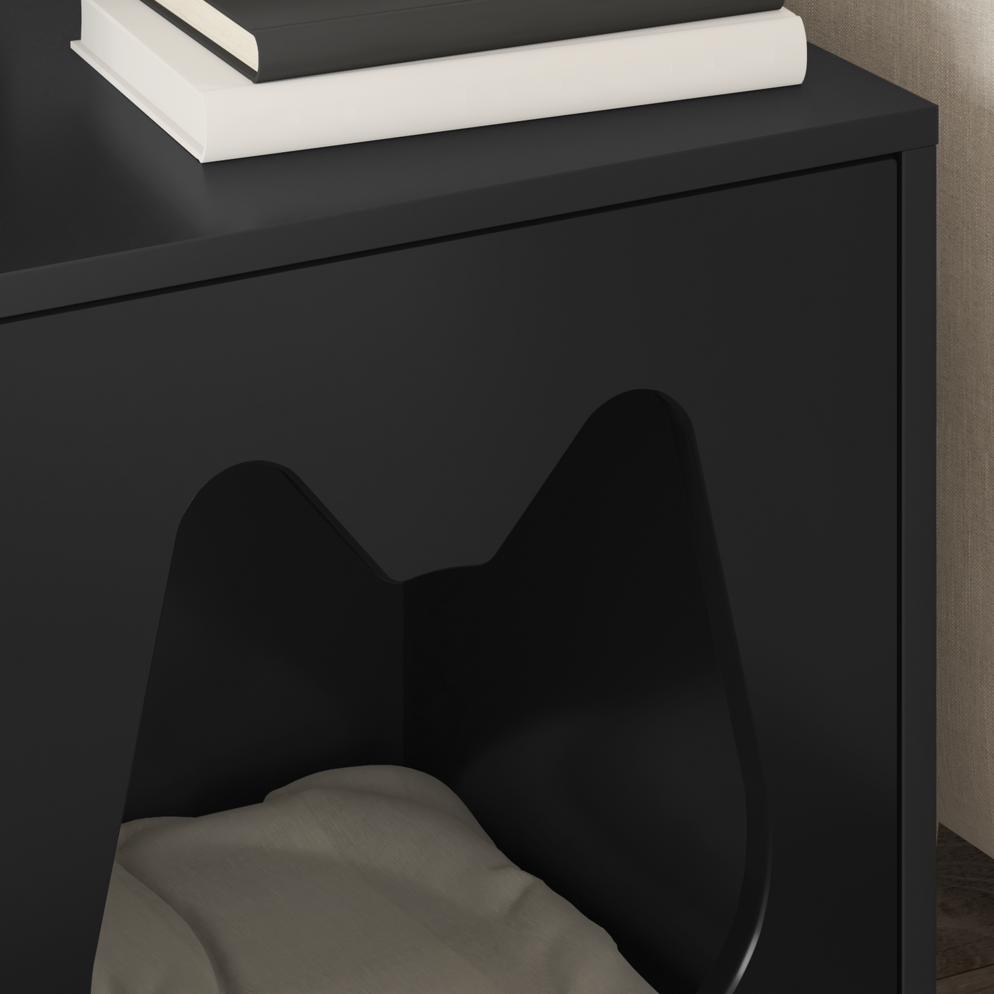 Cat House Black 42.5 x 40 x 53.5 cm Engineered Wood