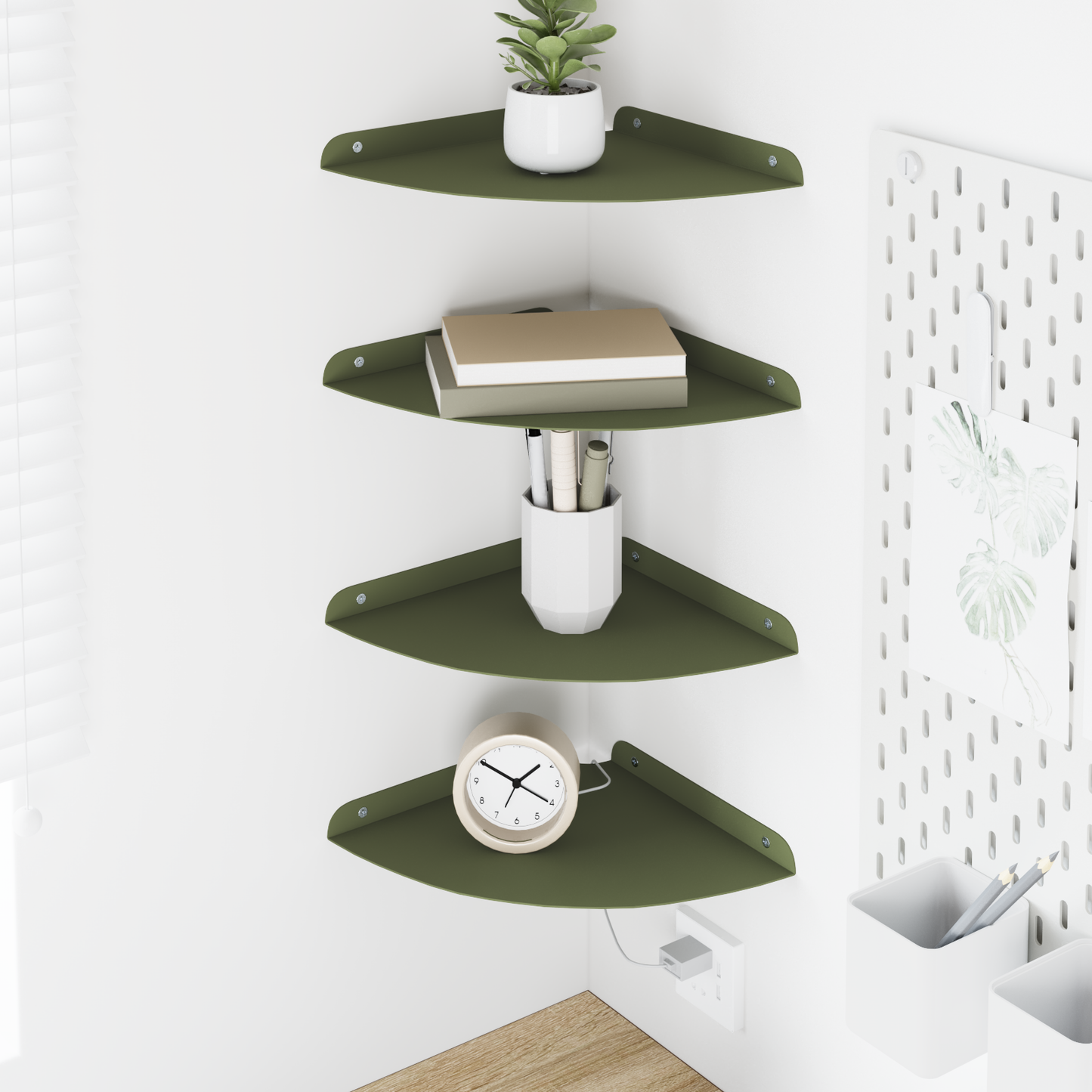 Floating Shelf with Shelf 4 pcs Olive Green 24 x 24 x 2 cm