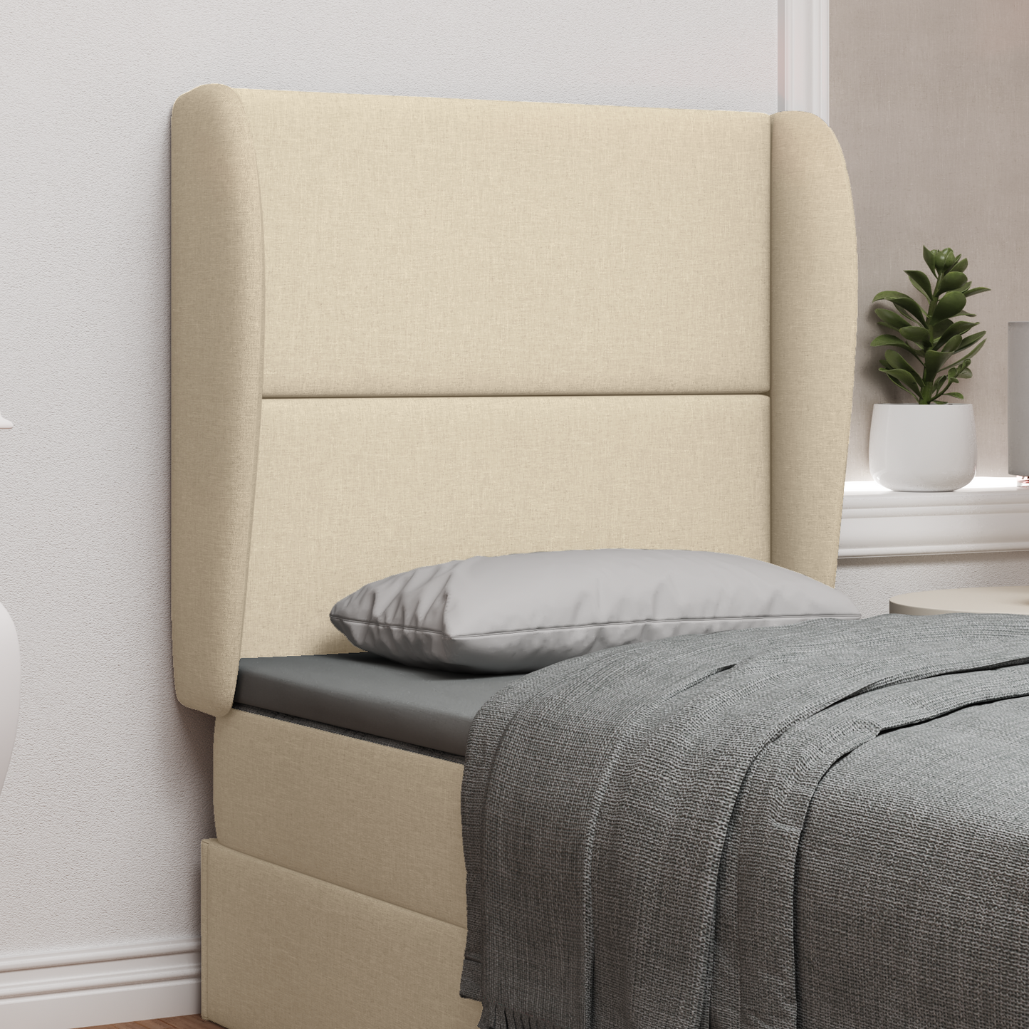 Headboard Ear Cream 80 x 23 x 6 cm Fabric