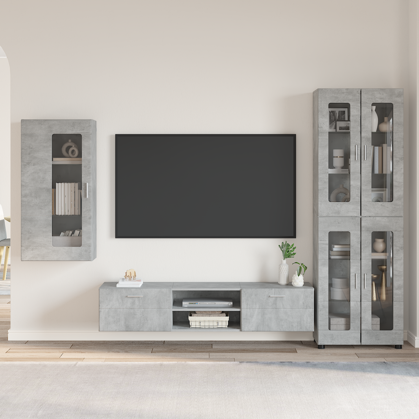 TV Cabinet Set FLORIN 3 pcs Concrete Grey Engineered Wood