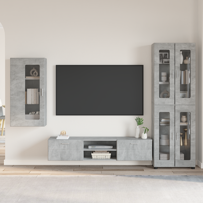 TV Cabinet Set FLORIN 3 pcs Concrete Grey Engineered Wood