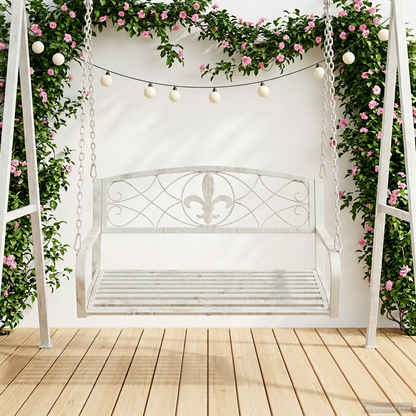 Swing Bench Steel 110.5 x 59 x 55 cm Antique White