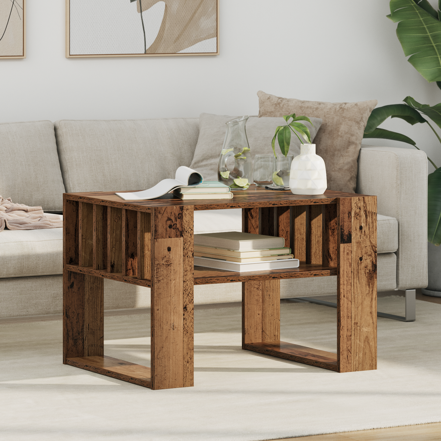 Coffee Table Old Wood 66 x 49.5 x 45 cm Engineered Wood