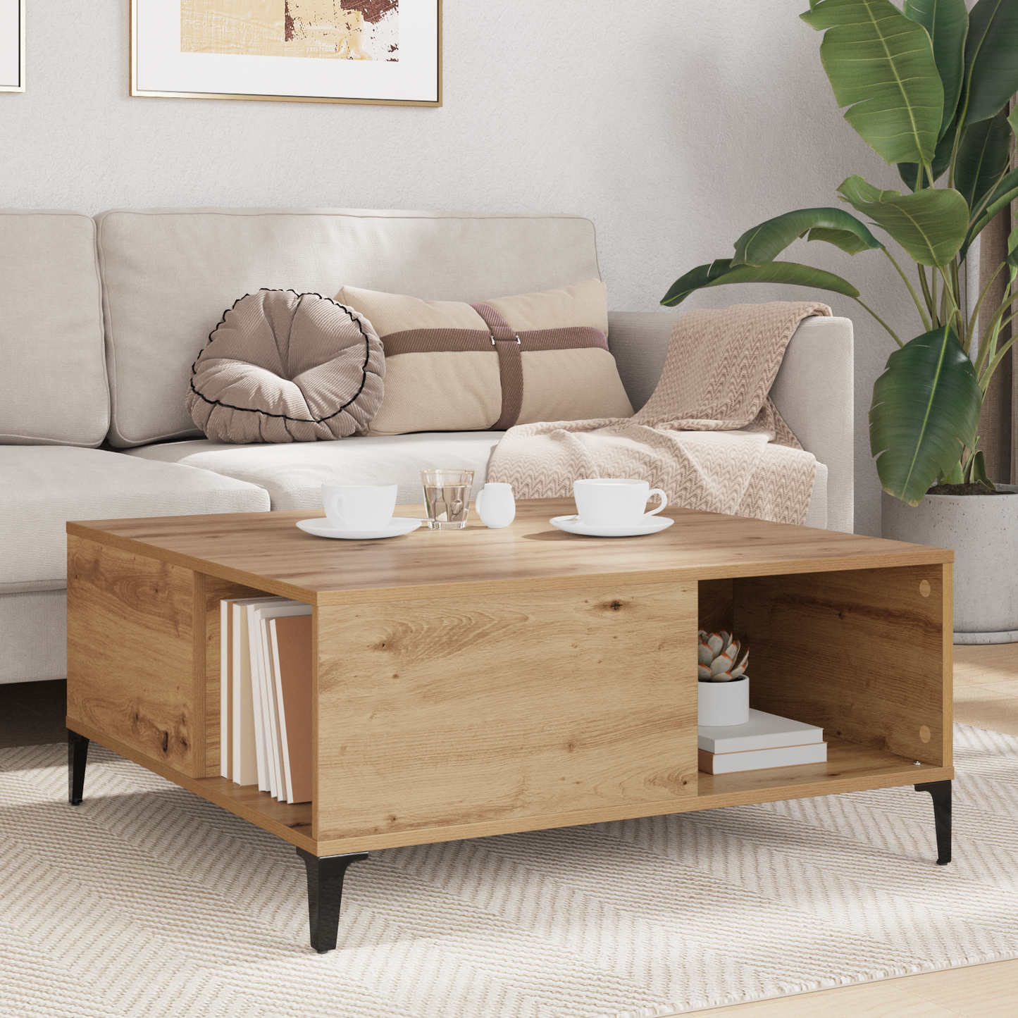 Coffee Table Artisan Oak 80 x 80 x 36.5 cm Engineered Wood