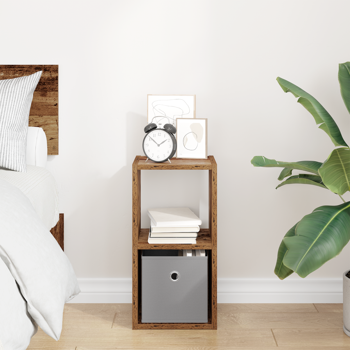Bedside Table Old Wood 25.5 x 22 x 49.5 cm Engineered Wood