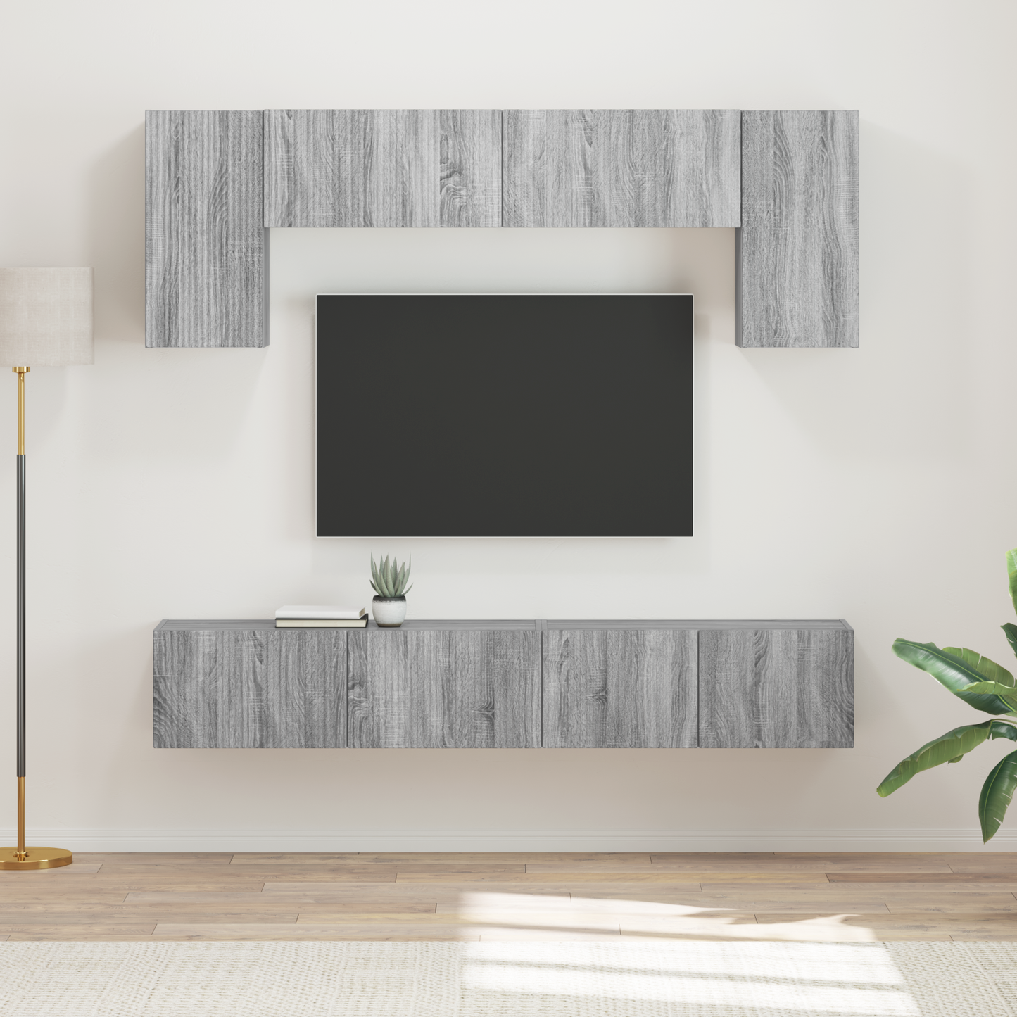 TV Cabinet Set Wall-mounted 4 pcs Grey Sonoma Engineered Wood