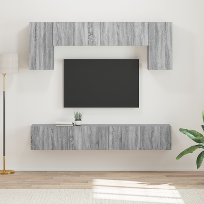 TV Cabinet Set Wall-mounted 4 pcs Grey Sonoma Engineered Wood