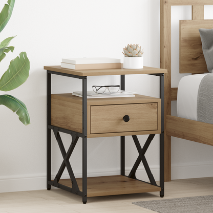 Bedside Cabinet with Drawer 2 pcs Artisan Oak 40 x 42 x 55 cm