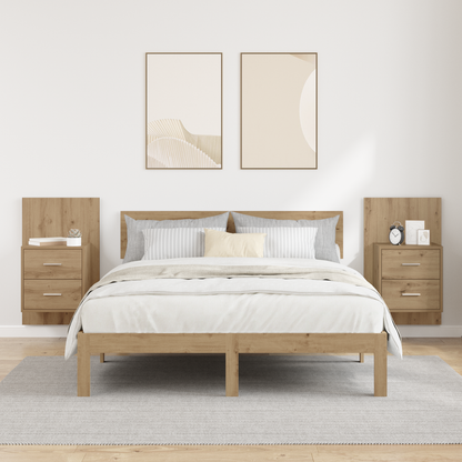 Wall-mounted Bedside Cabinet with Drawer 2 pcs Artisan Oak